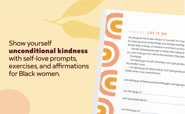 A+ Look Inside Self-Love Journal for Black Women showing an exercise