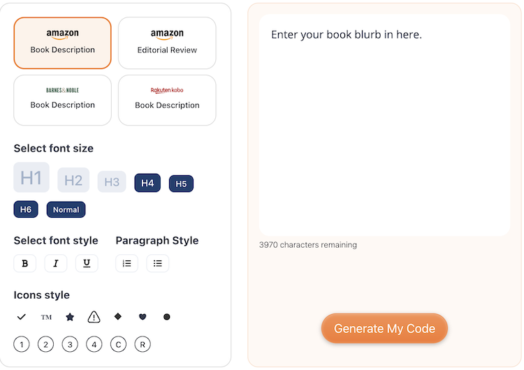 Screenshot of the Kindlepreneur book description formatter