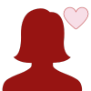 icon of a woman's head with a floating heart