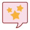 icon of a speech bubble with stars in it